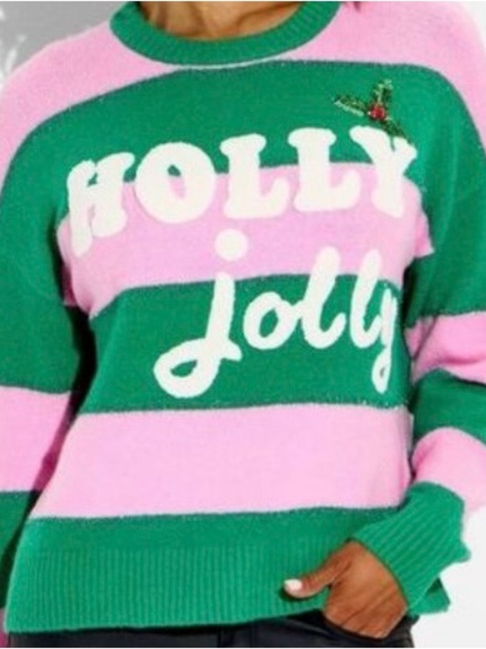 Holly Jolly Pink & Green Holiday Sweater